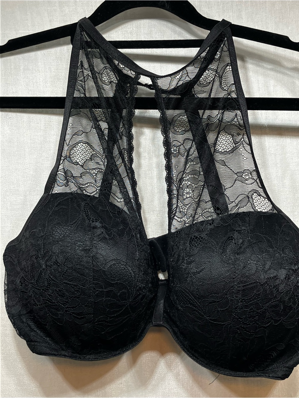 Smart & Sexy sheer Black Lace High-Neck Push-Up Bra 38D worn once